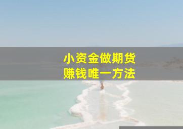 小资金做期货赚钱唯一方法