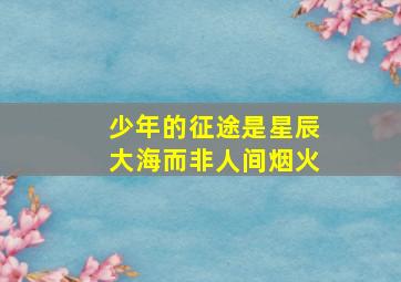 少年的征途是星辰大海而非人间烟火