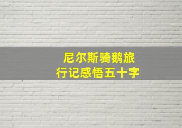 尼尔斯骑鹅旅行记感悟五十字