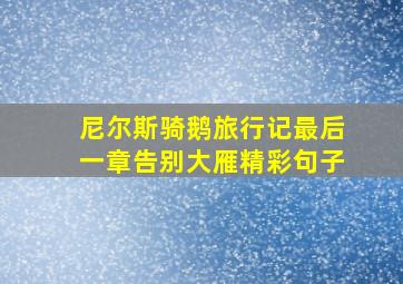 尼尔斯骑鹅旅行记最后一章告别大雁精彩句子