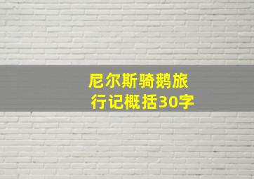 尼尔斯骑鹅旅行记概括30字