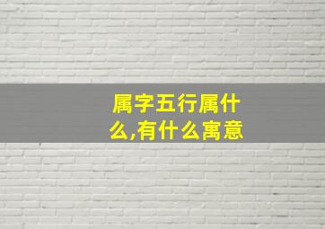 属字五行属什么,有什么寓意