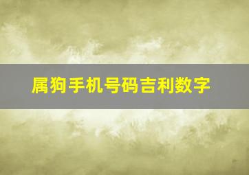 属狗手机号码吉利数字