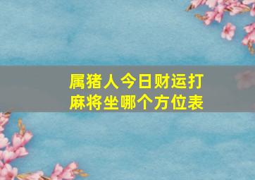 属猪人今日财运打麻将坐哪个方位表