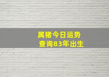 属猪今日运势查询83年出生