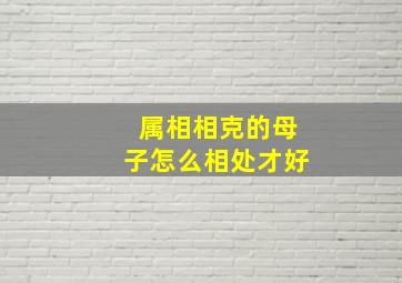 属相相克的母子怎么相处才好