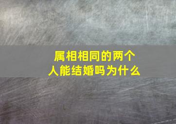 属相相同的两个人能结婚吗为什么