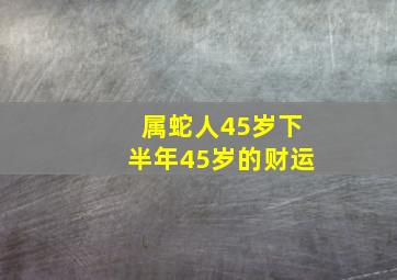 属蛇人45岁下半年45岁的财运