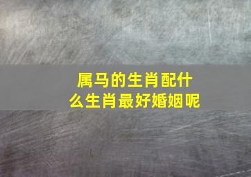 属马的生肖配什么生肖最好婚姻呢