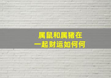 属鼠和属猪在一起财运如何何