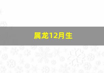 属龙12月生