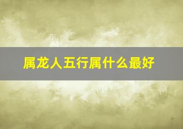 属龙人五行属什么最好