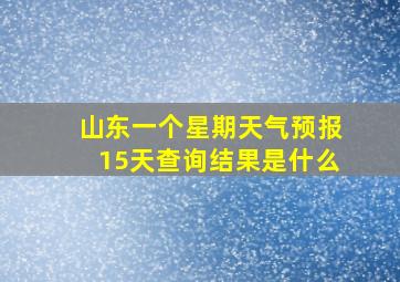 山东一个星期天气预报15天查询结果是什么