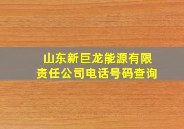 山东新巨龙能源有限责任公司电话号码查询