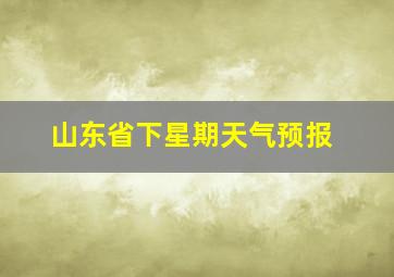 山东省下星期天气预报