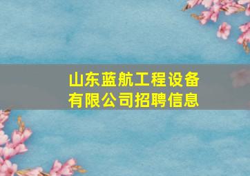 山东蓝航工程设备有限公司招聘信息