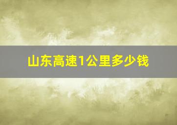 山东高速1公里多少钱