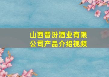 山西晋汾酒业有限公司产品介绍视频