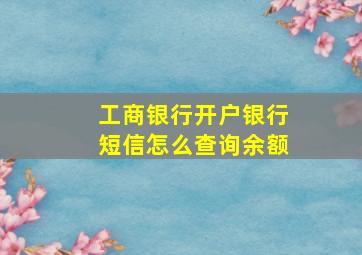 工商银行开户银行短信怎么查询余额