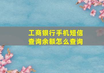 工商银行手机短信查询余额怎么查询