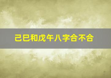 己巳和戊午八字合不合