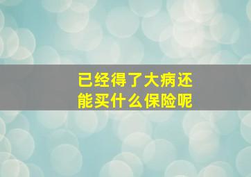 已经得了大病还能买什么保险呢