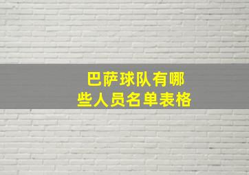 巴萨球队有哪些人员名单表格