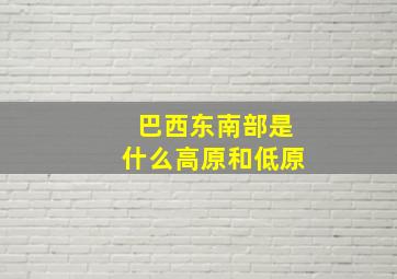 巴西东南部是什么高原和低原