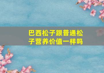 巴西松子跟普通松子营养价值一样吗