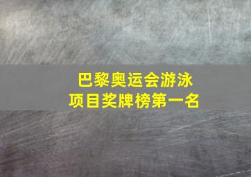 巴黎奥运会游泳项目奖牌榜第一名