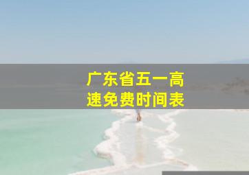 广东省五一高速免费时间表