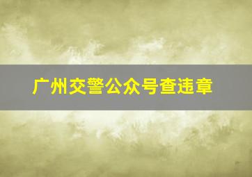 广州交警公众号查违章