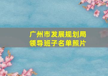 广州市发展规划局领导班子名单照片