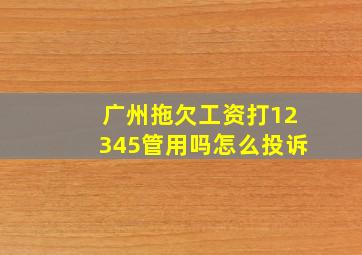 广州拖欠工资打12345管用吗怎么投诉