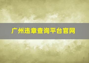 广州违章查询平台官网