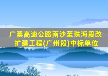 广澳高速公路南沙至珠海段改扩建工程(广州段)中标单位