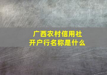 广西农村信用社开户行名称是什么