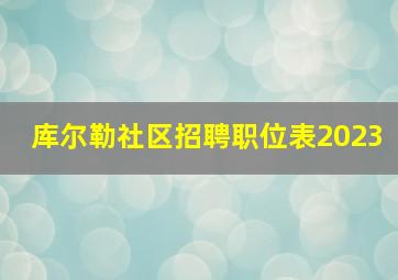 库尔勒社区招聘职位表2023