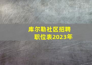 库尔勒社区招聘职位表2023年