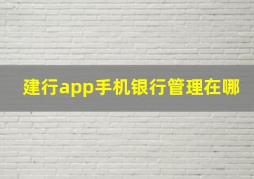 建行app手机银行管理在哪