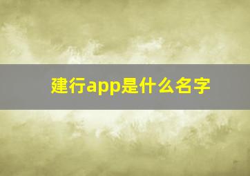 建行app是什么名字