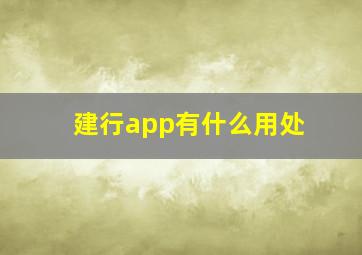 建行app有什么用处