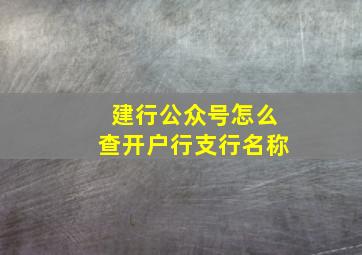 建行公众号怎么查开户行支行名称