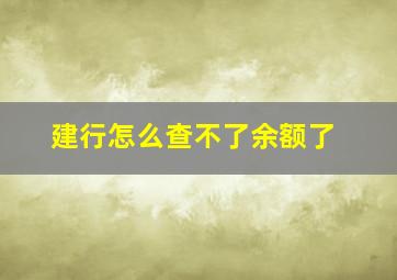 建行怎么查不了余额了