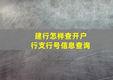 建行怎样查开户行支行号信息查询