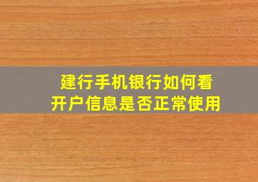 建行手机银行如何看开户信息是否正常使用