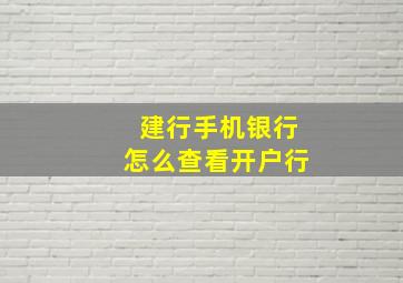 建行手机银行怎么查看开户行