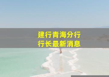 建行青海分行行长最新消息