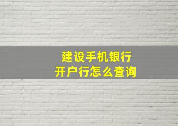 建设手机银行开户行怎么查询