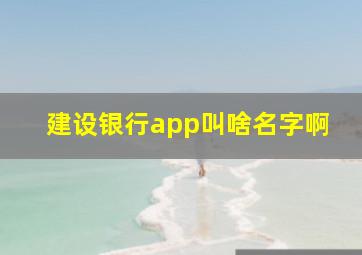 建设银行app叫啥名字啊